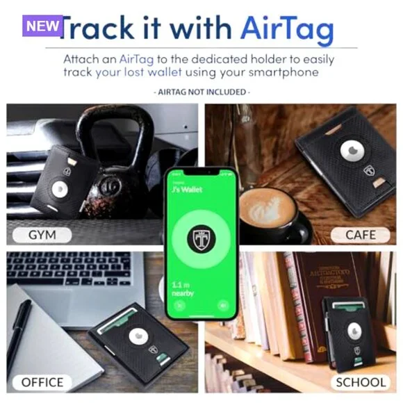 Faux Leather Bifold Wallet with Money Clip RFID Blocking AirTag Compatible